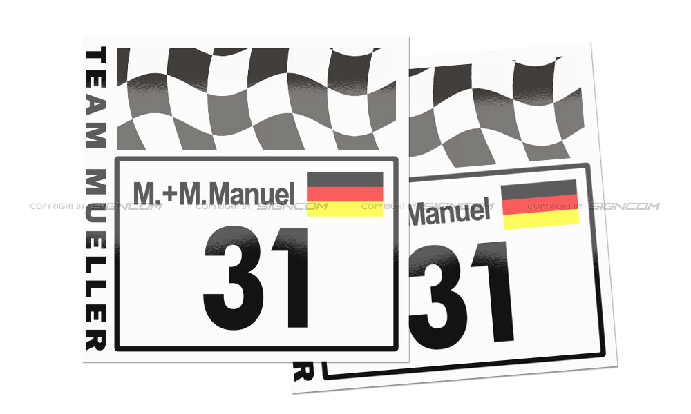Motorsport Startnummer Tafel 01 - Aufkleber für Motorsport Veranstaltungen