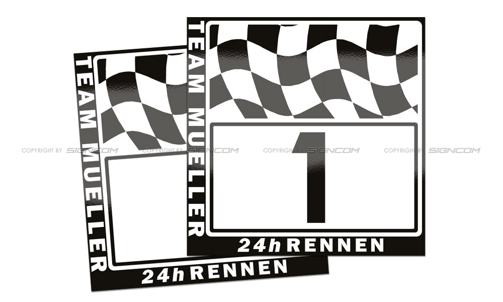 Motorsport Startnummer Tafel 02 - Aufkleber für Motorsport Veranstaltungen