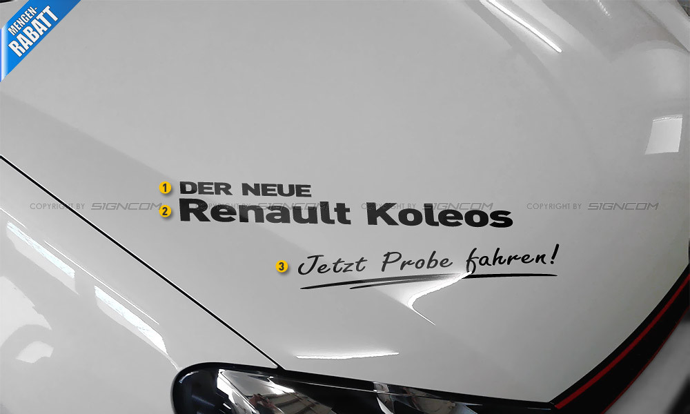 Fahrzeugbeschriftung Mittelklassewagen Motorhaube Set 1