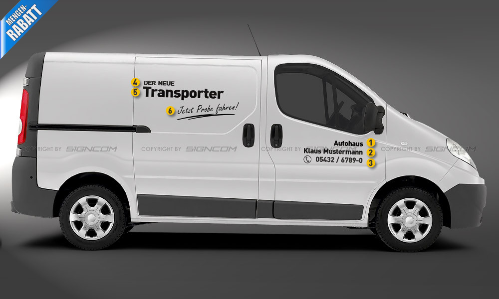 Fahrzeugbeschriftung Transporter Set 3
