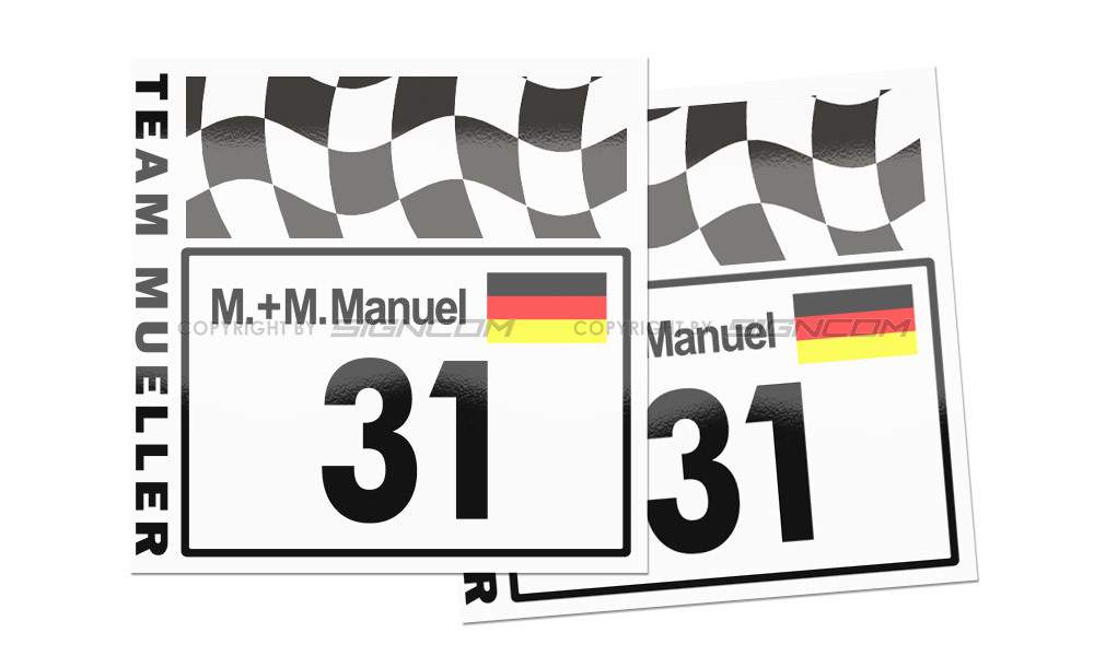 Motorsport Startnummer Tafel 01 - Aufkleber für Motorsport Veranstaltungen